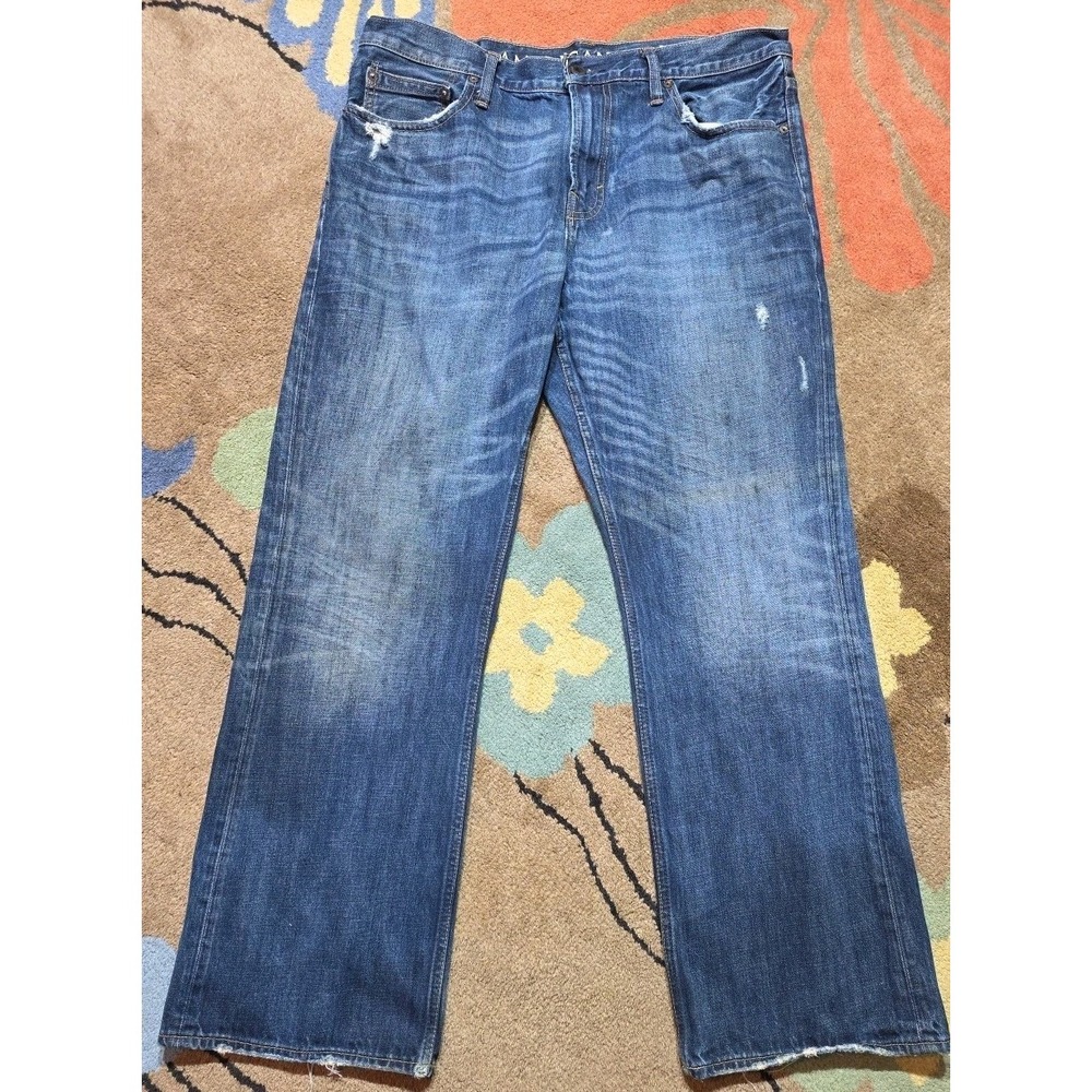 Vintage American Eagle Jeans Men 36x32 Bootcut Denim Whiskers Cowboy Y2K Dark